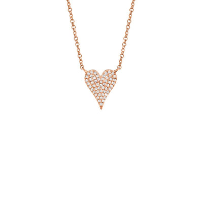 Shy Creation Diamond Pave Heart Small Pendant Necklace