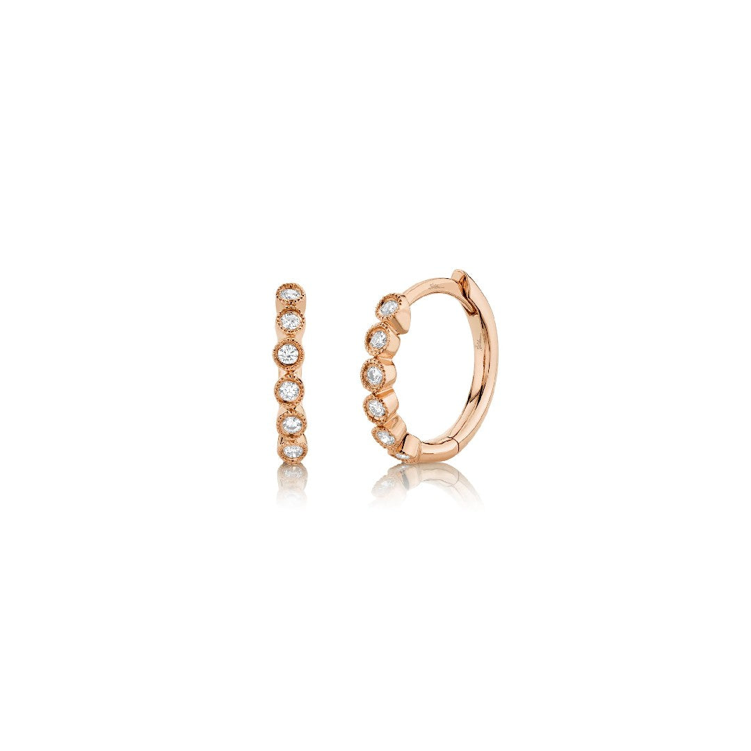 Shy Creation Diamond Bezel Huggie Earrings