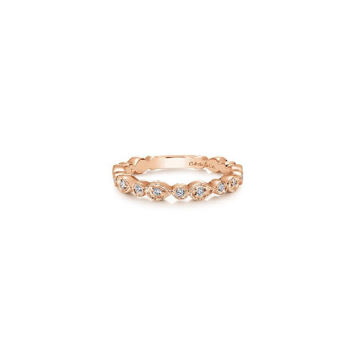 Gabriel & Co. Pear & Round Diamond Station Ring