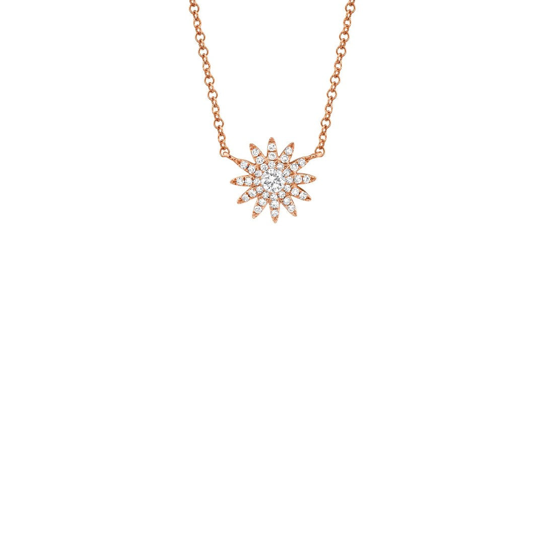 Shy Creation Pave Diamond Starburst Necklace