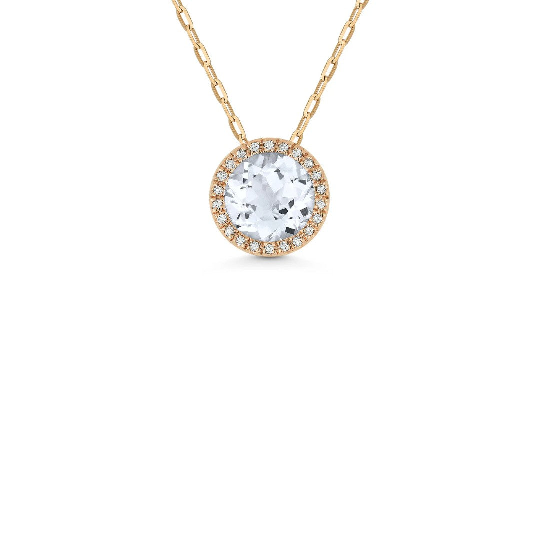 Round White Topaz & Diamond Necklace