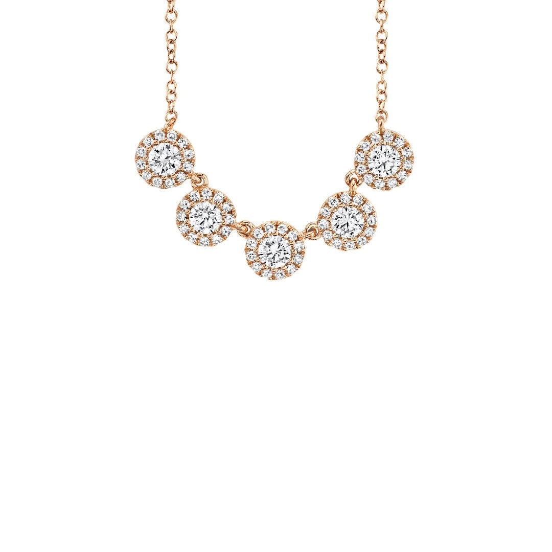 Shy Creation Pave Diamond Five Circles Necklace