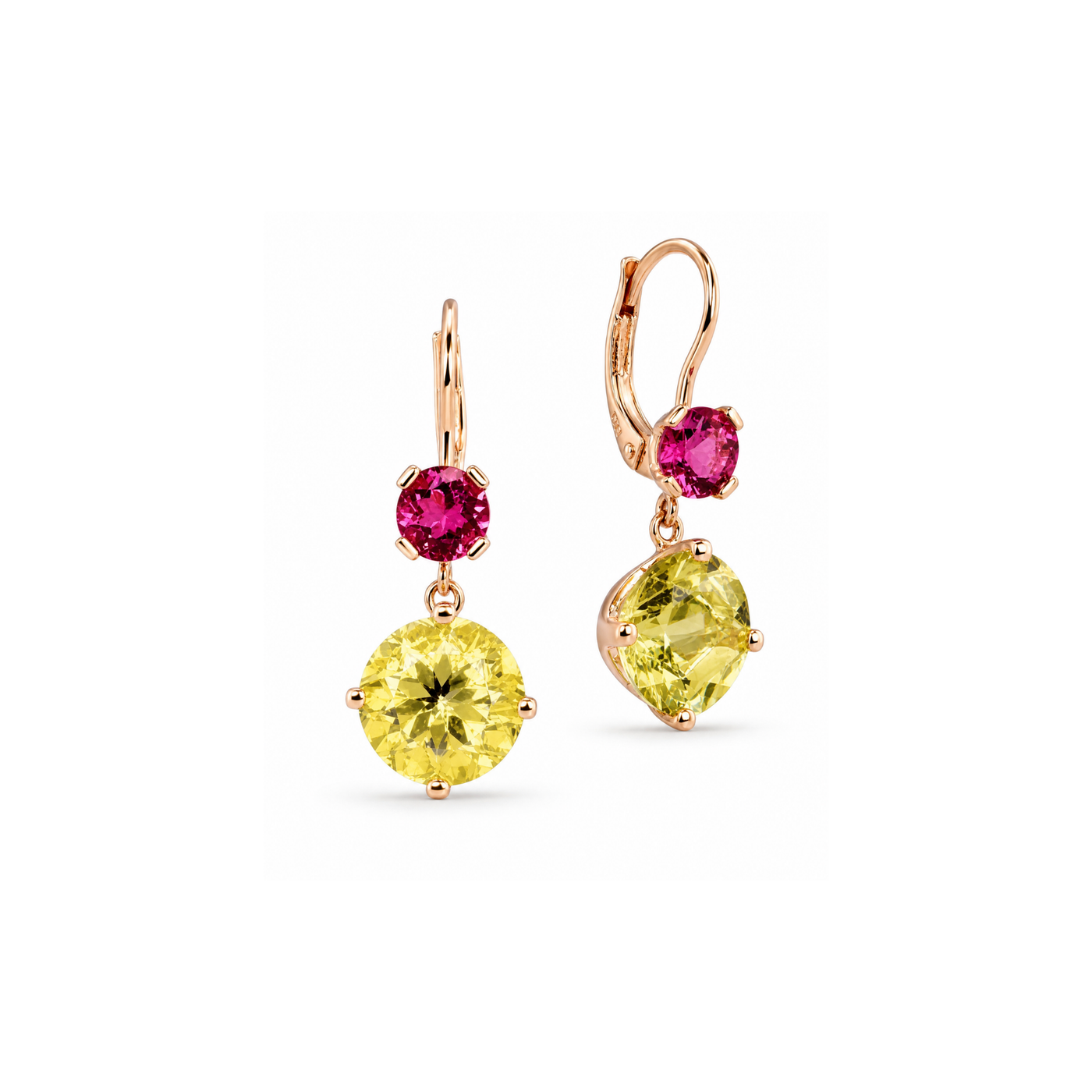 Jane Taylor Rubellite Tourmaline & Lemon Quartz Drop Earrings