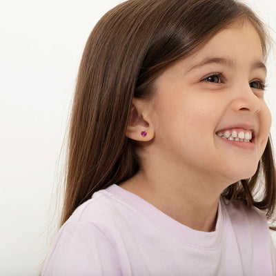 Ruby Heart Little Girl's Stud Earring