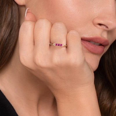 Gabriel & Co. Trio Princess Cut Ruby Ring