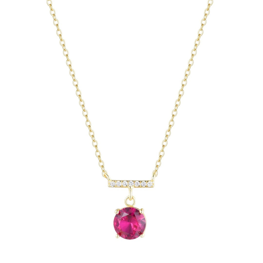 Gemstone Solitaire & Crystal Bar Necklace