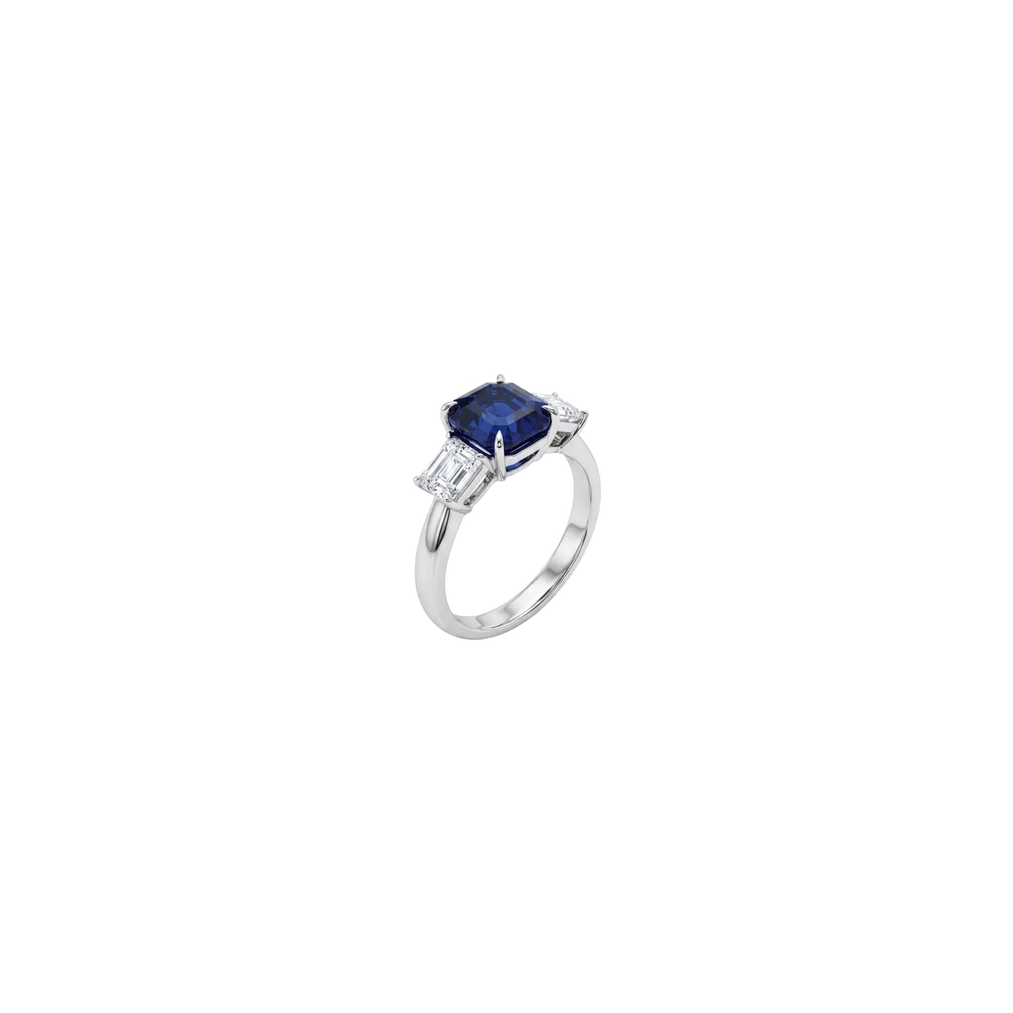 Sapphire & Diamond Three-Stone Ring