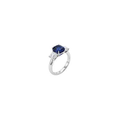 Sapphire & Diamond Three-Stone Ring