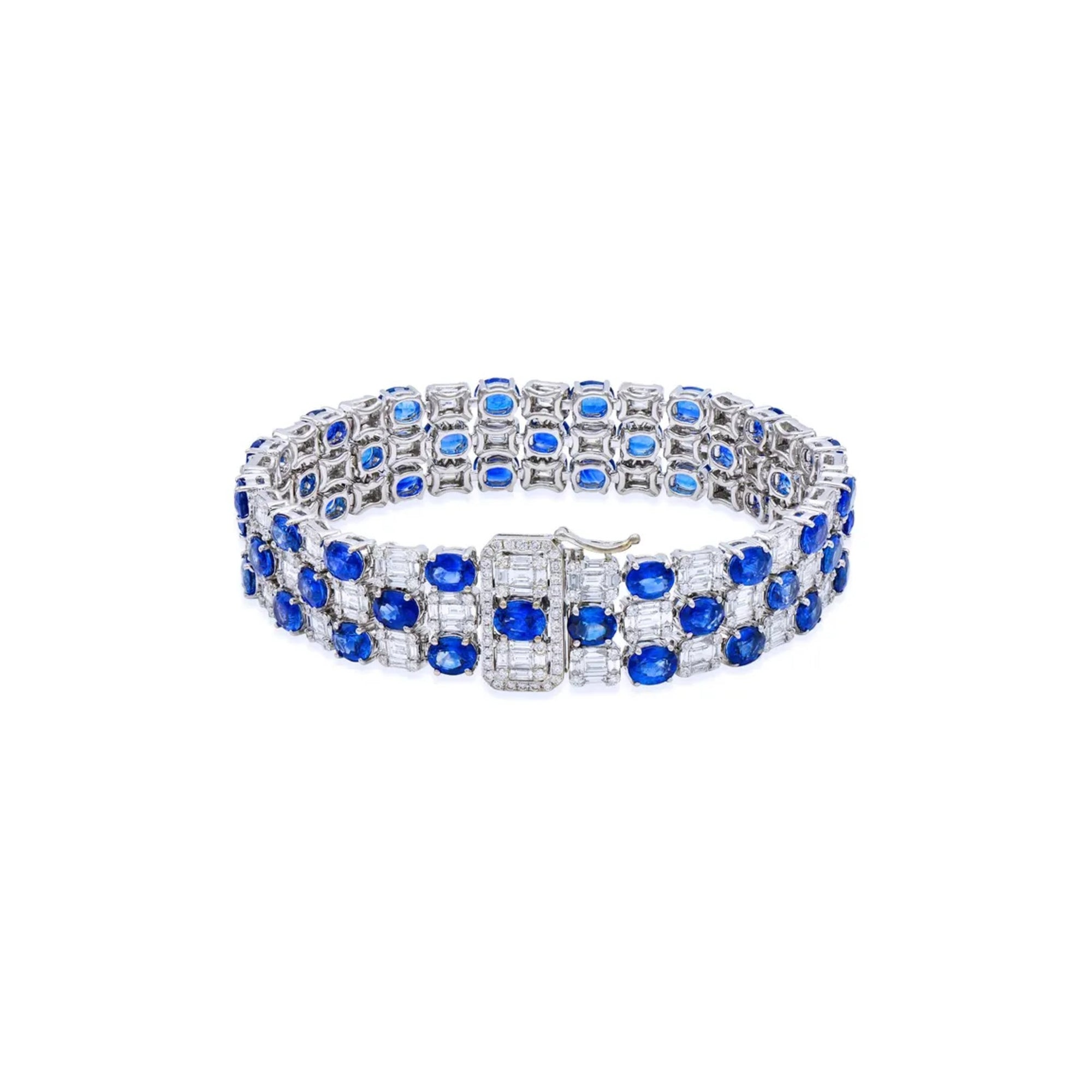 Sapphire & Diamond Bracelet in 18k White Gold