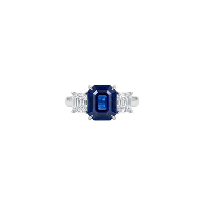 Sapphire & Diamond Three-Stone Ring