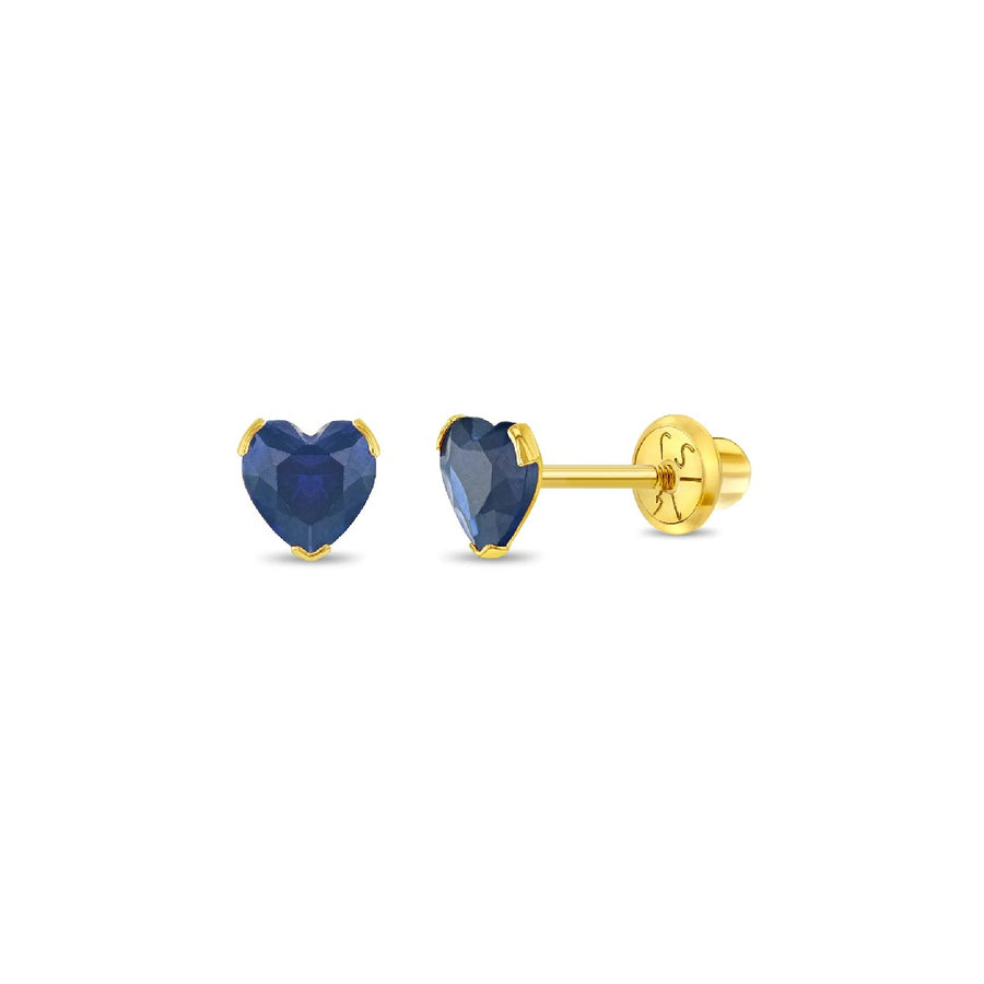 Sapphire Heart Little Girl's Stud Earrings