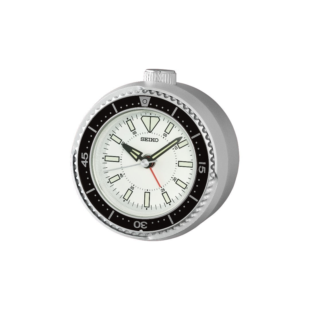 Seiko Heritage Design Desk Table Alarm Clock - Silver & Black
