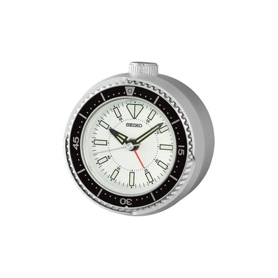 Seiko Heritage Design Desk Table Alarm Clock - Silver & Black
