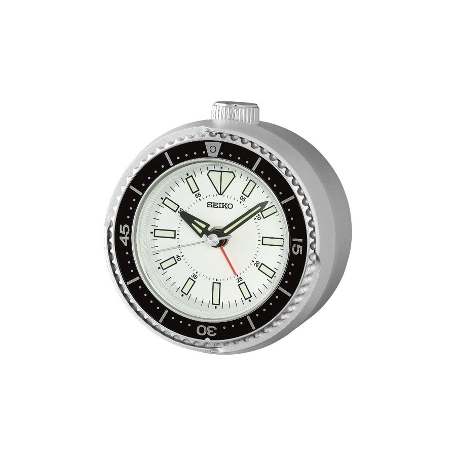 Seiko Heritage Design Desk Table Alarm Clock - Silver & Black