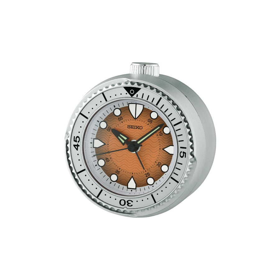 Seiko Heritage Design Desk Table Alarm Clock - Silver & Orange