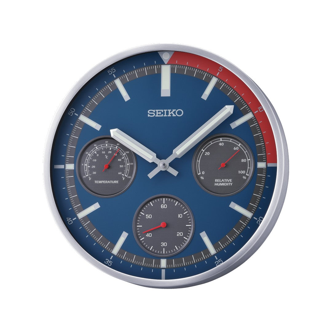 Seiko Wall Clock - Dark Blue & Red