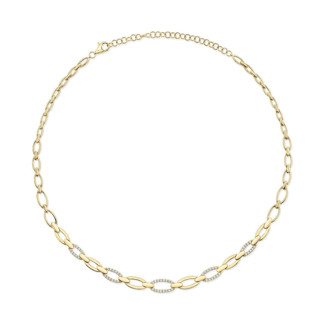 Shy Creation Alternating Diamond Link Necklace