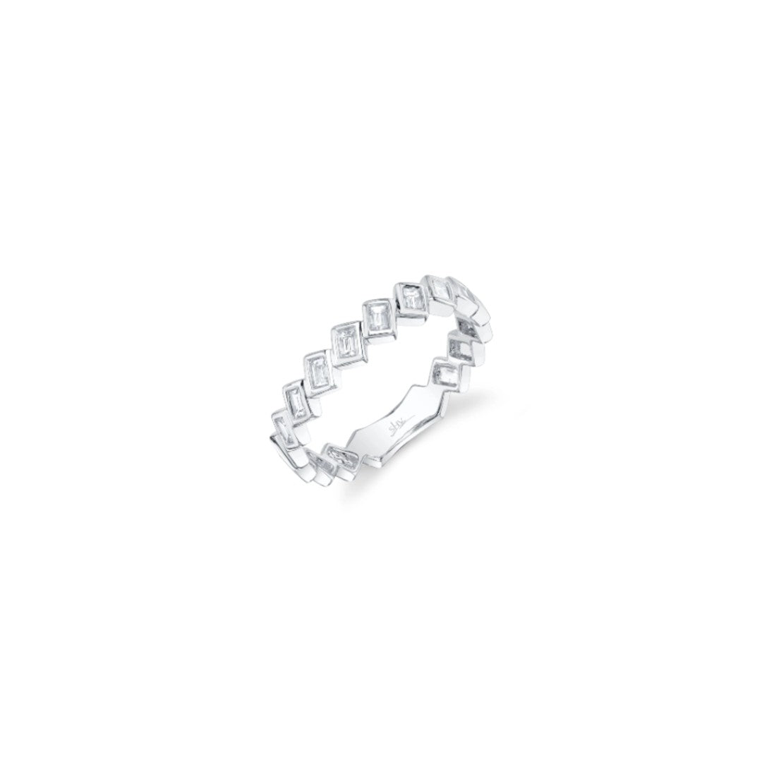 Shy Creation Angled Baguette Diamond Bezel Ring