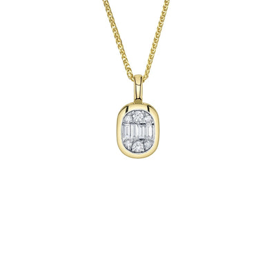 Shy Creation Baguette Diamond Chopin Chain Necklace