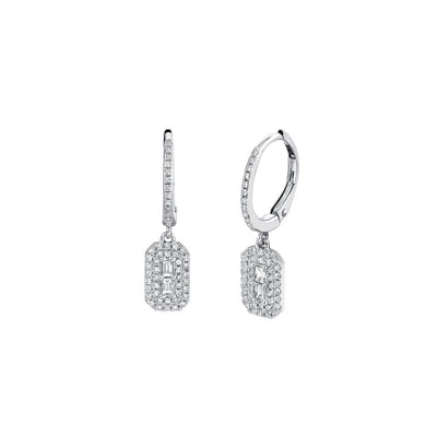 Shy Creation Baguette Diamond Leverback Earrings
