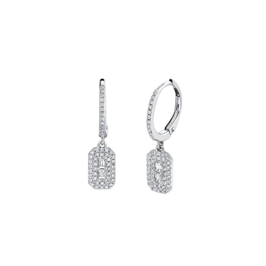 Shy Creation Baguette Diamond Leverback Earrings