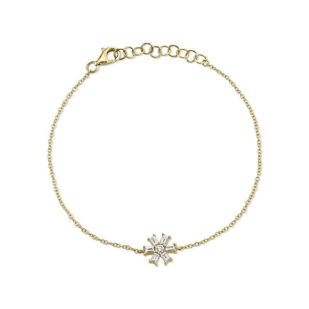 Shy Creation Baguette Diamond Snowflake Bracelet