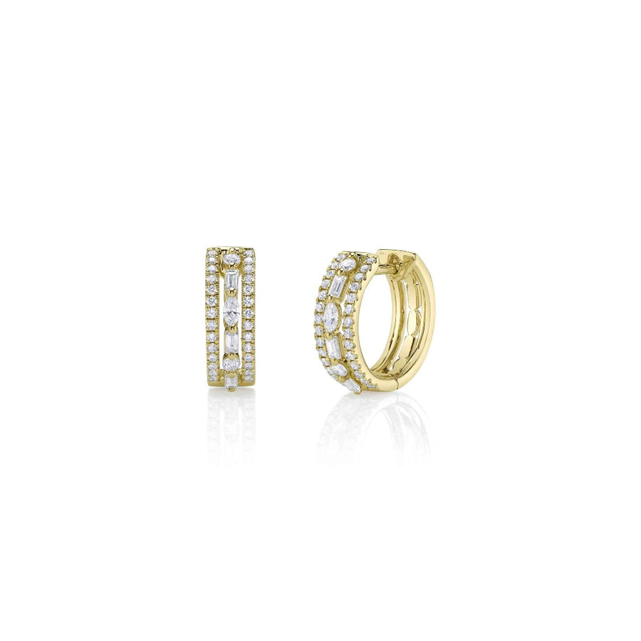Shy Creation Baguette & Marquise Diamond Hoops