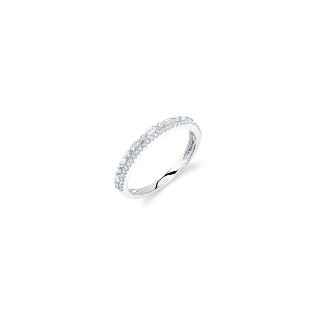 Shy Creation Baguette & Round Diamond Ring