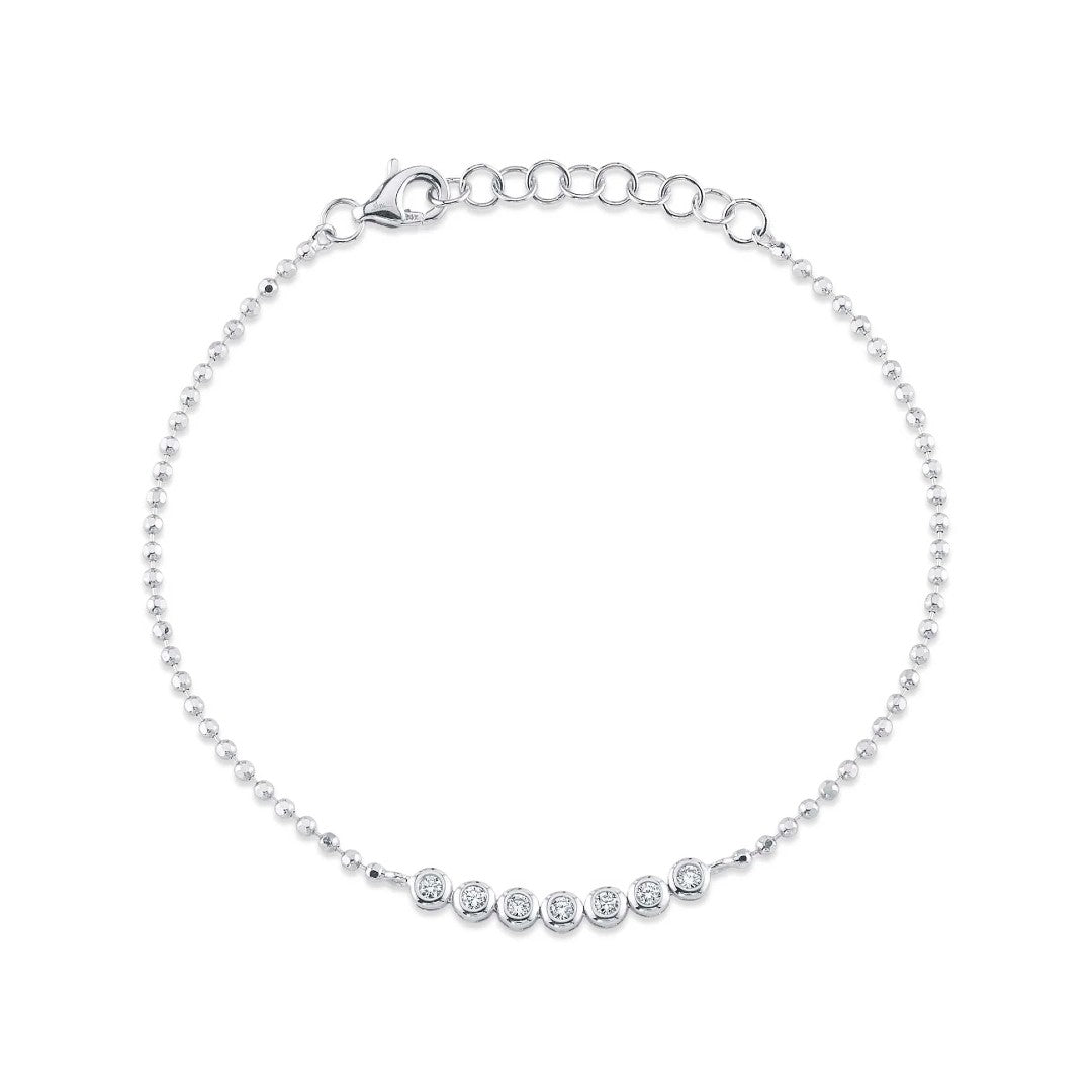 Shy Creation Diamond Bezel Faceted Ball Chain Bracelet