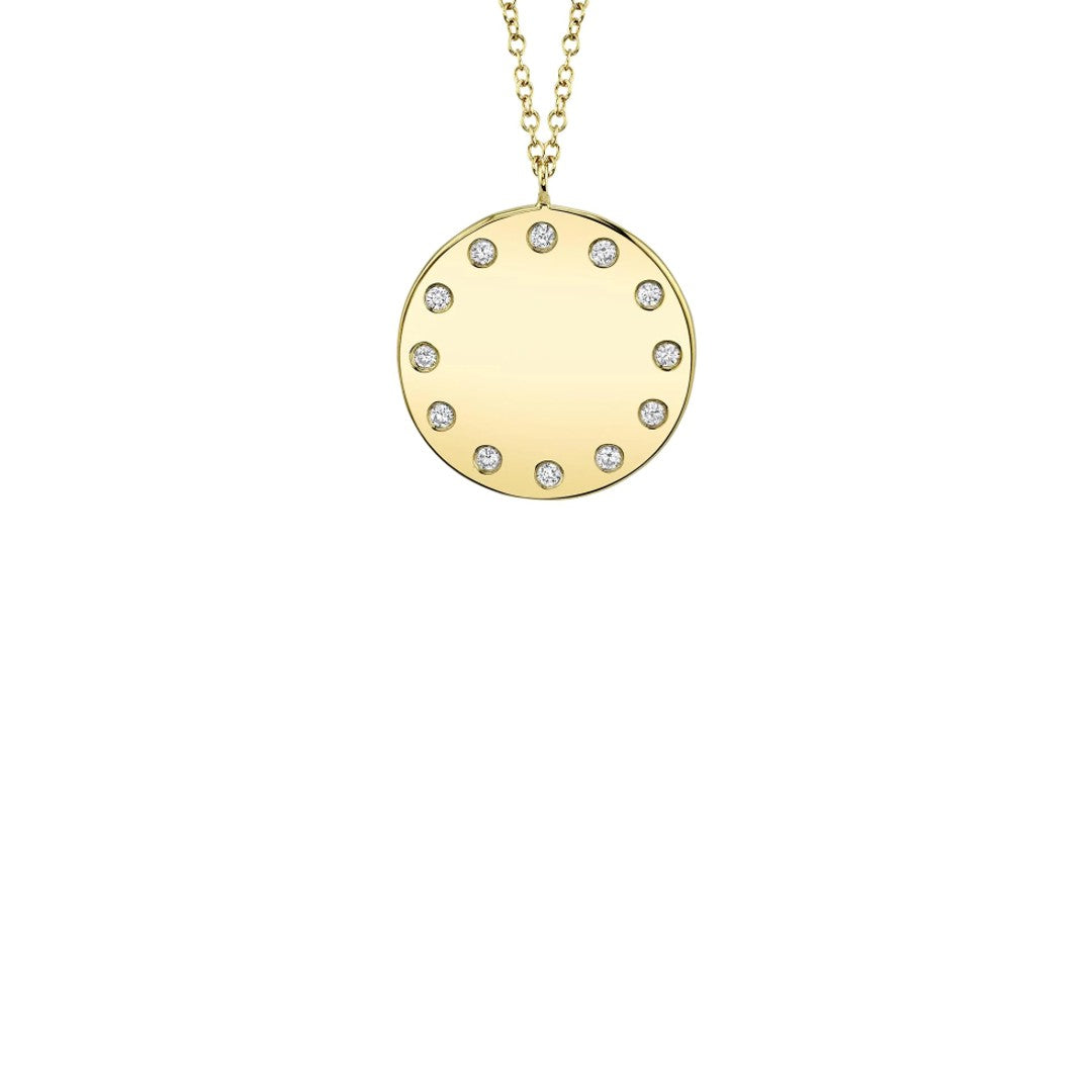 Shy Creation Burnished Diamond Disc Necklace