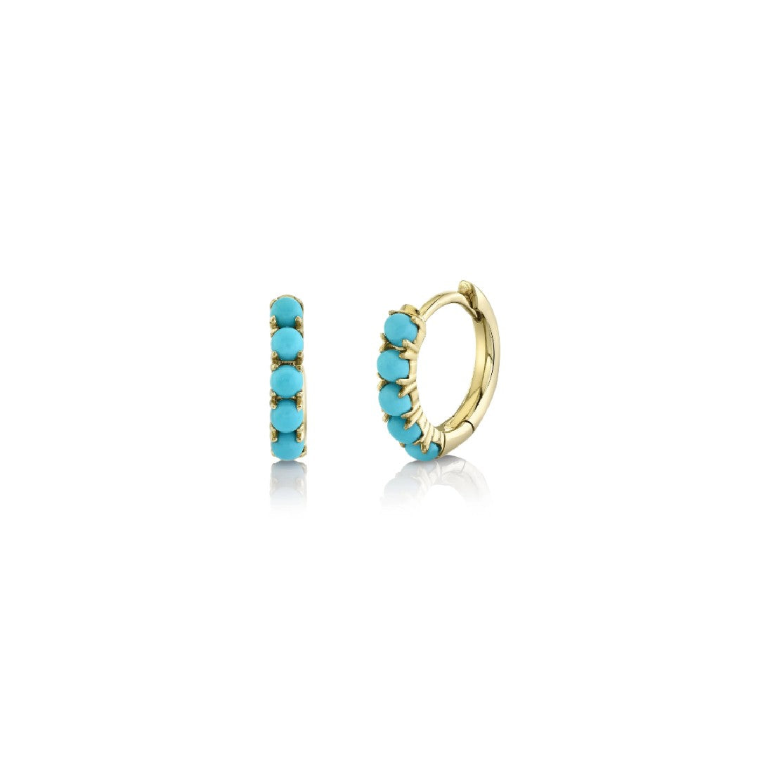 Shy Creation Composite Turquoise Huggie Hoops