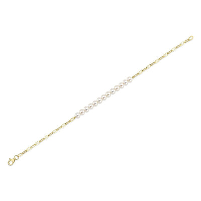 Shy Creation Cultured Pearl Paperclip Link Bracelet