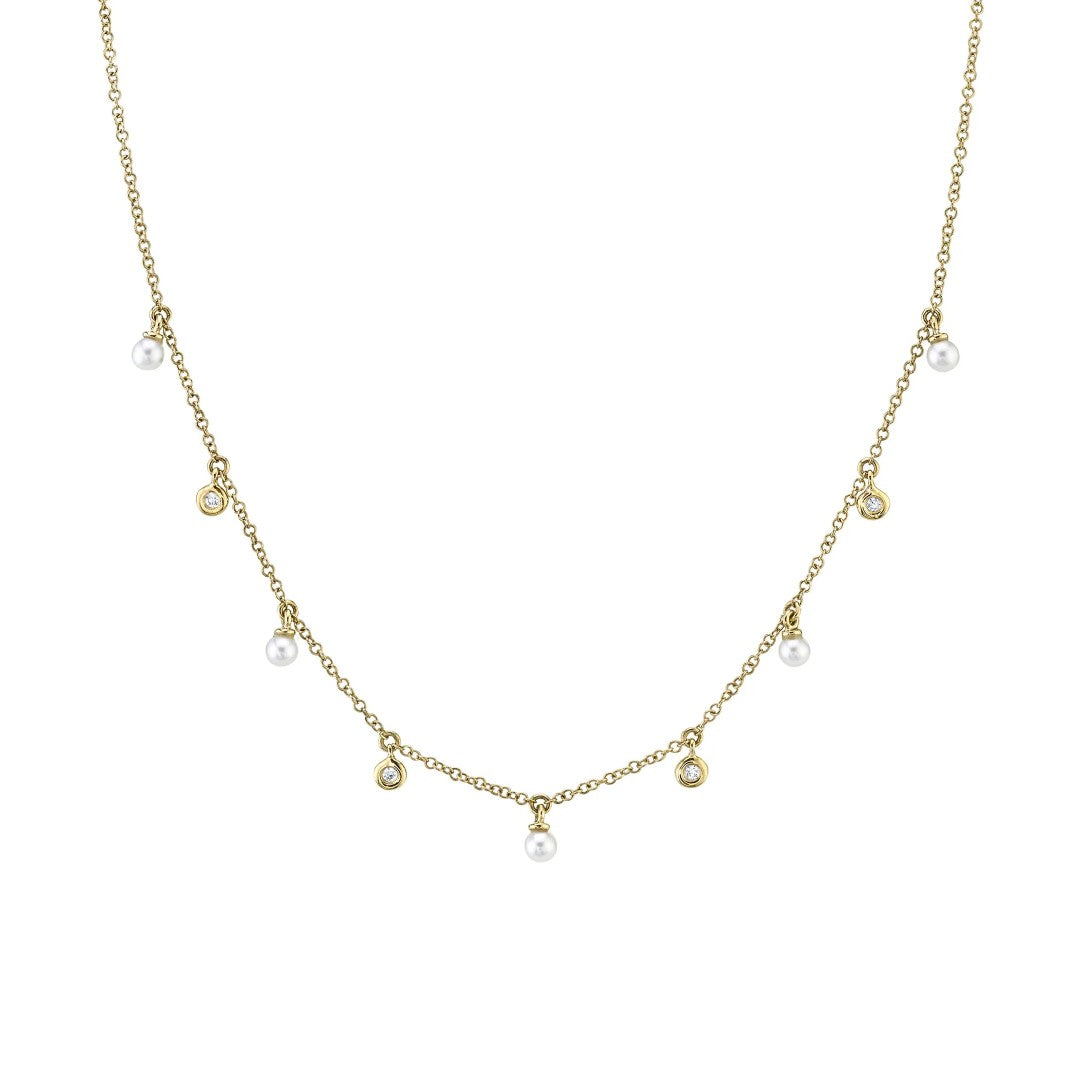 Shy Creation Cultured Pearl & Diamond Necklace
