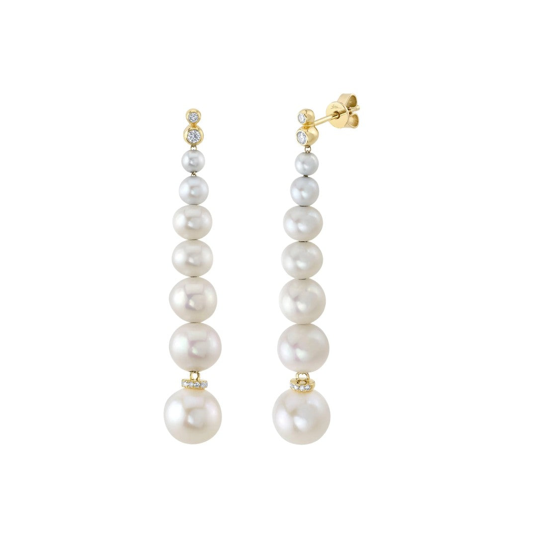 Shy Creation Cultured Pearl Graduating Drop Earrings