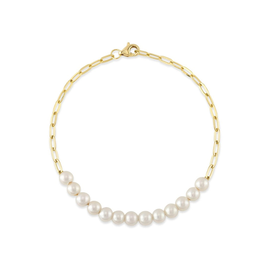 Shy Creation Cultured Pearl Paperclip Link Bracelet