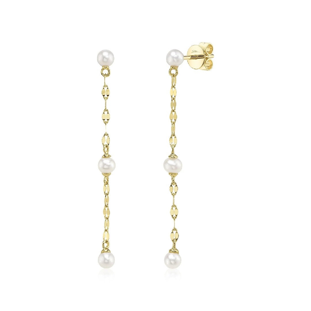 Shy Creation Cultured Pearl Sparkle Chain Earrings