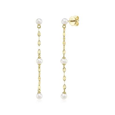 Shy Creation Cultured Pearl Sparkle Chain Earrings