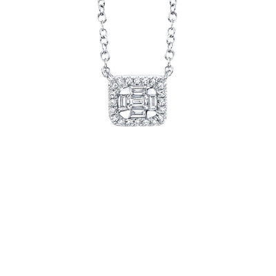 Shy Creation Diamond Baguette & Halo Necklace