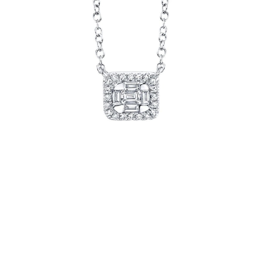 Shy Creation Diamond Baguette & Halo Necklace