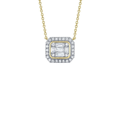 Shy Creation Diamond Baguette Octagon Necklace