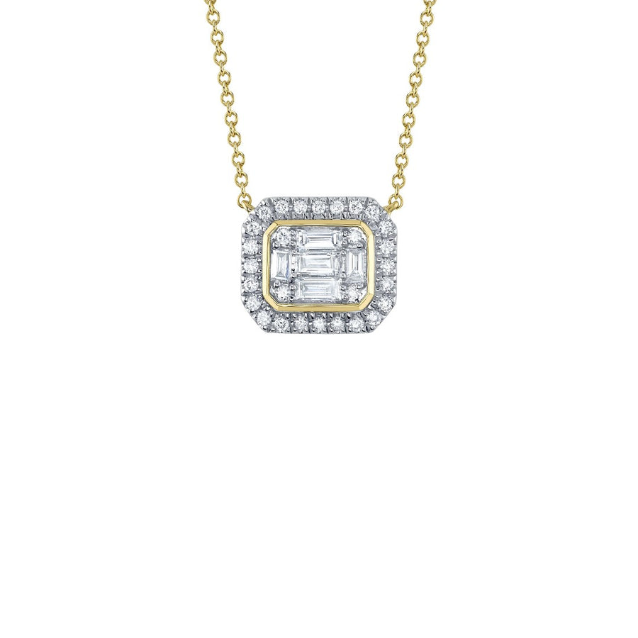 Shy Creation Diamond Baguette Octagon Necklace