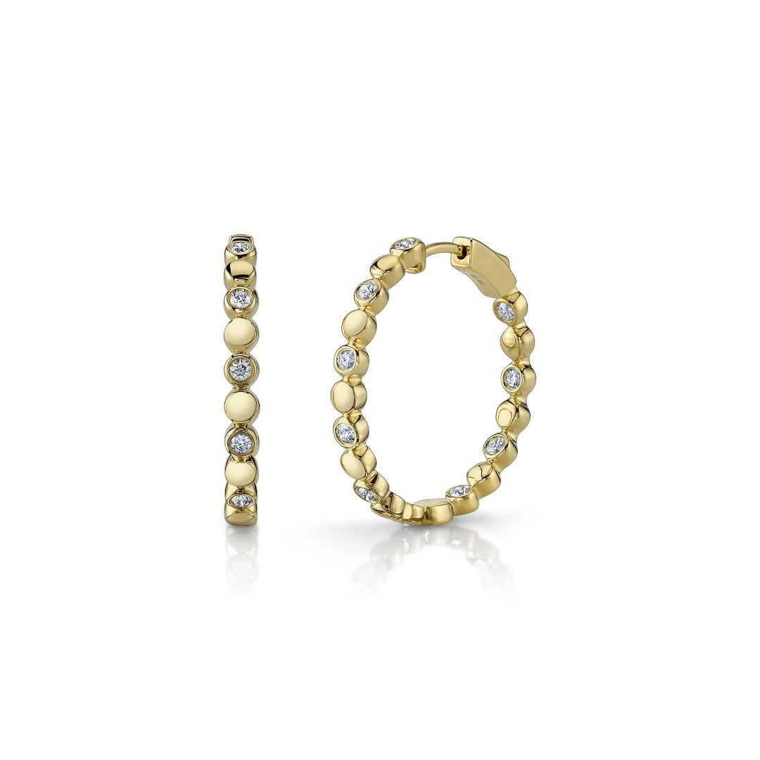 Shy Creation Diamond Bezel Alternating Hoops