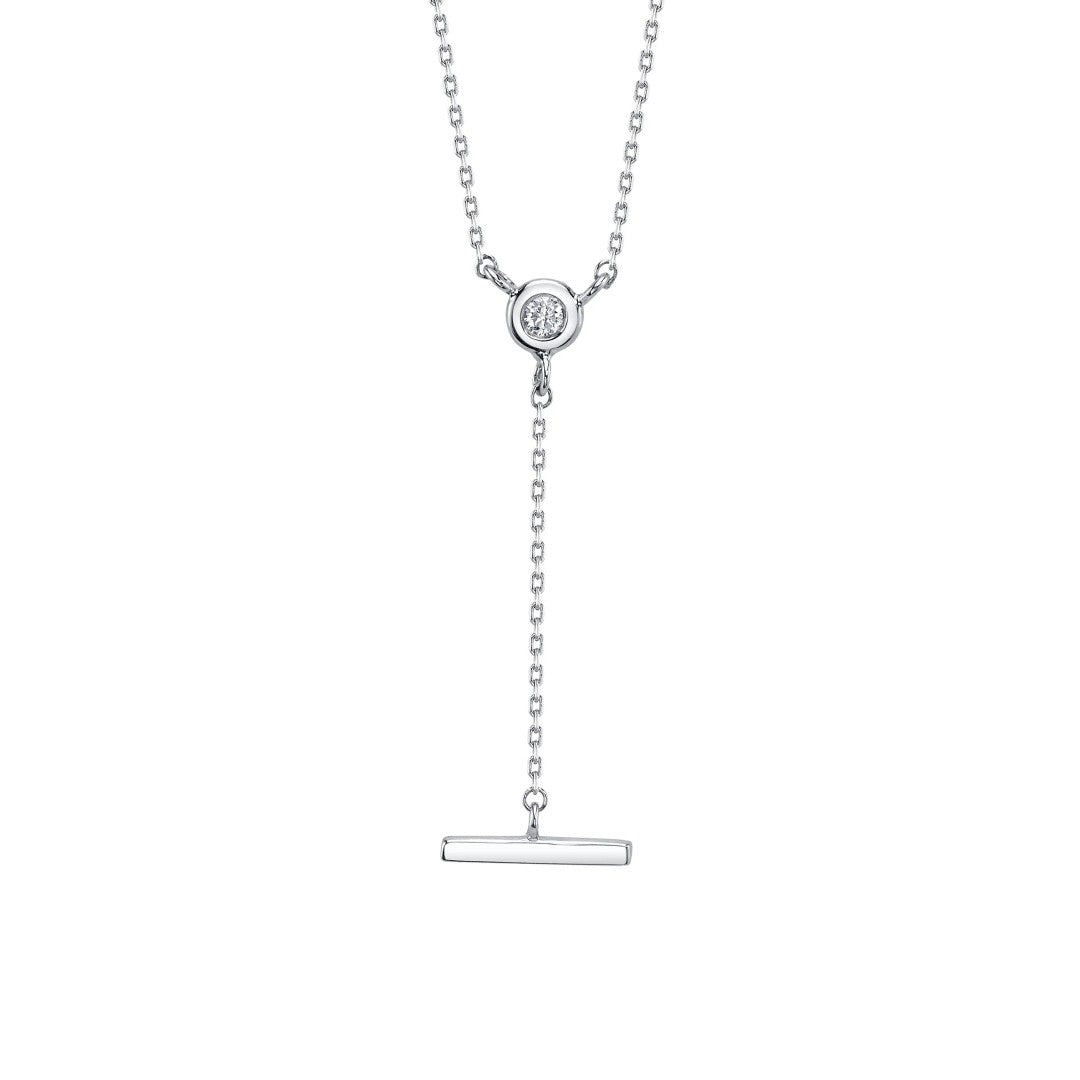 Shy Creation Diamond Bezel Lariat Necklace