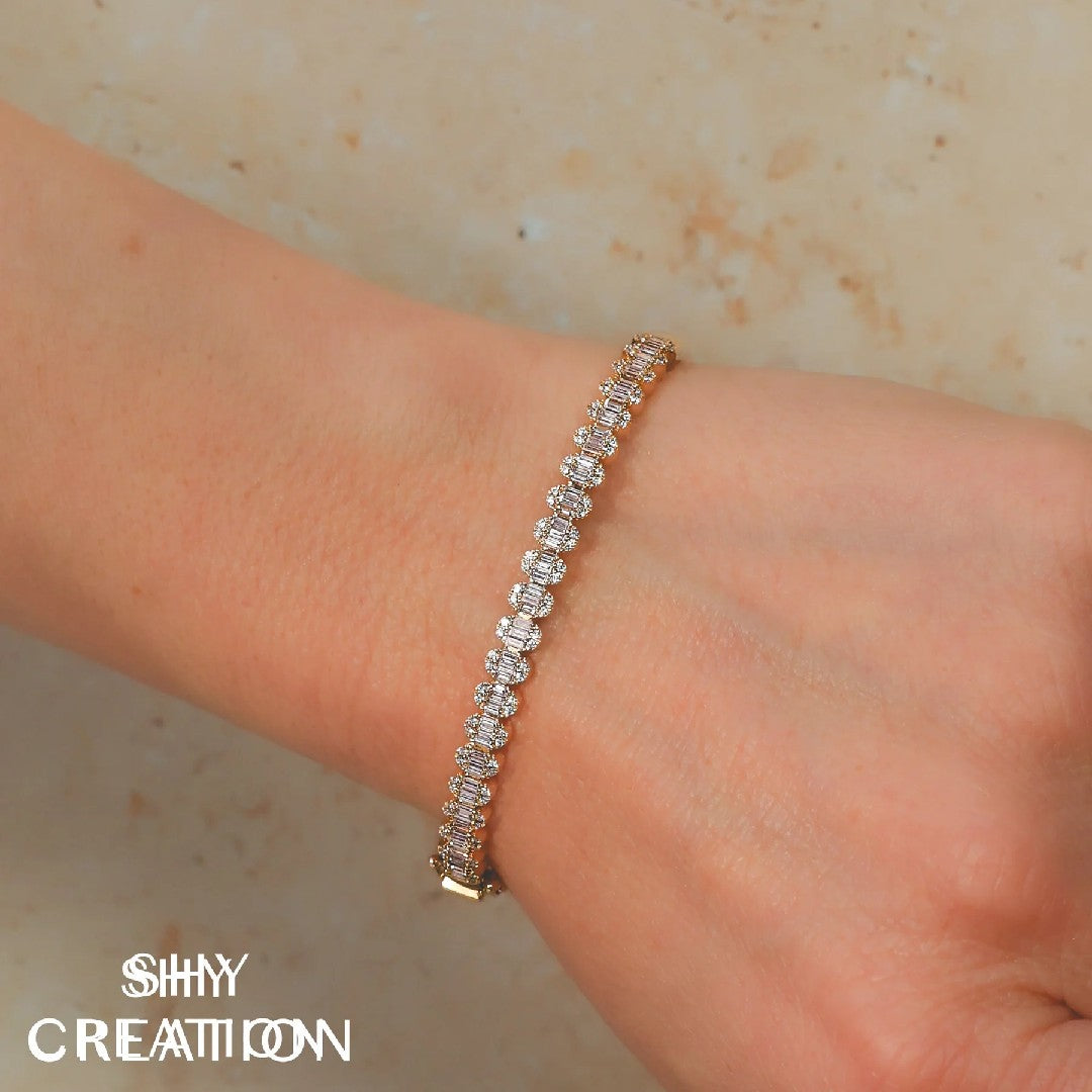 Shy Creation Diamond Baguette Bangle