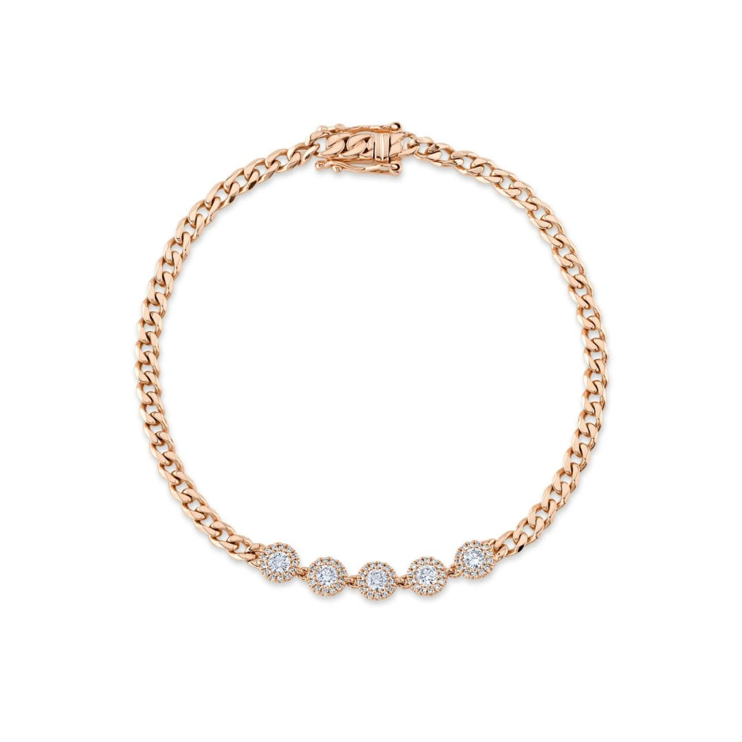 Shy Creation Diamond Circles Cuban Link Bracelet