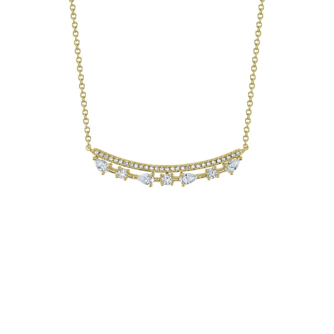 Shy Creation Diamond Curved Bar Necklace