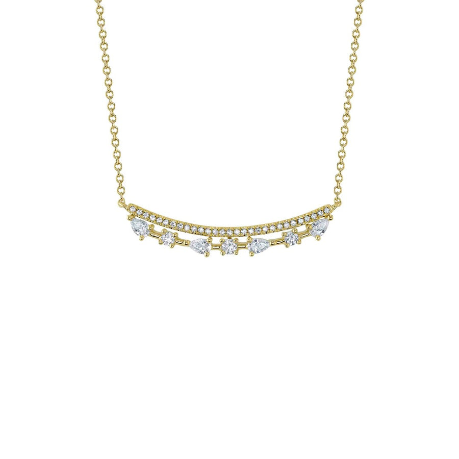 Shy Creation Diamond Curved Bar Necklace