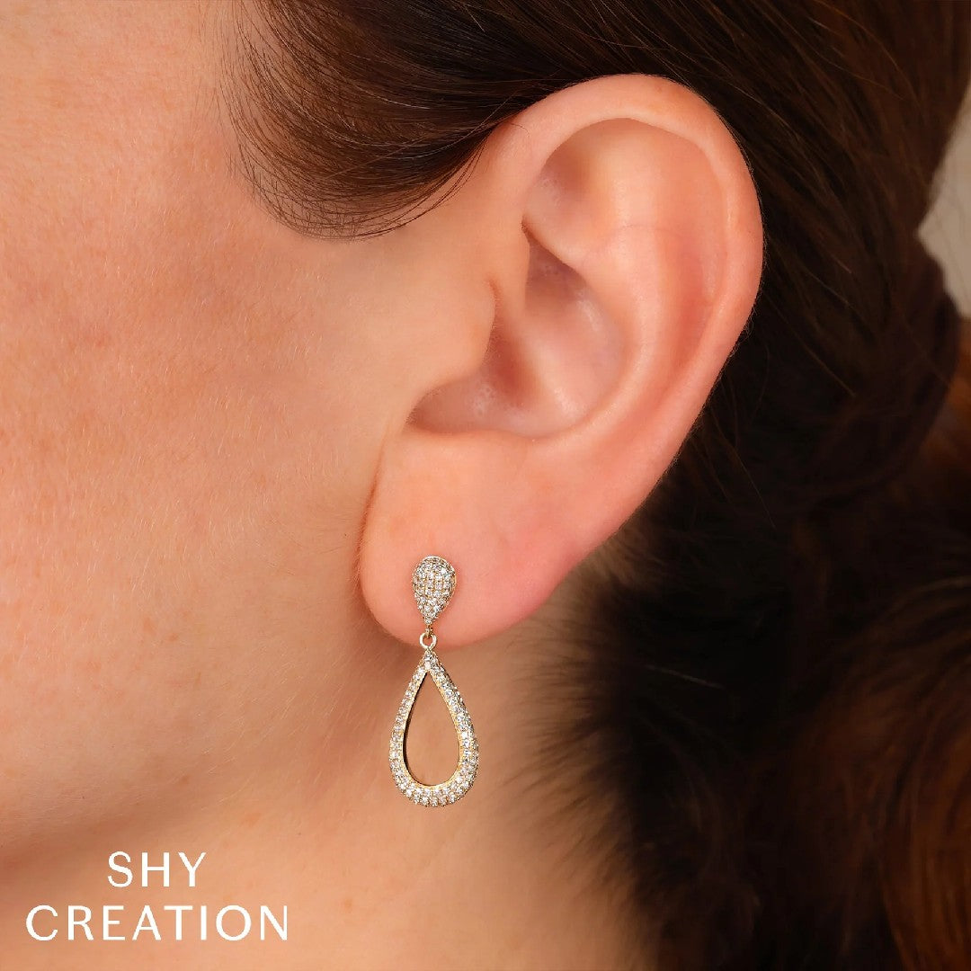 Shy Creation Diamond Pear Drop Earrings