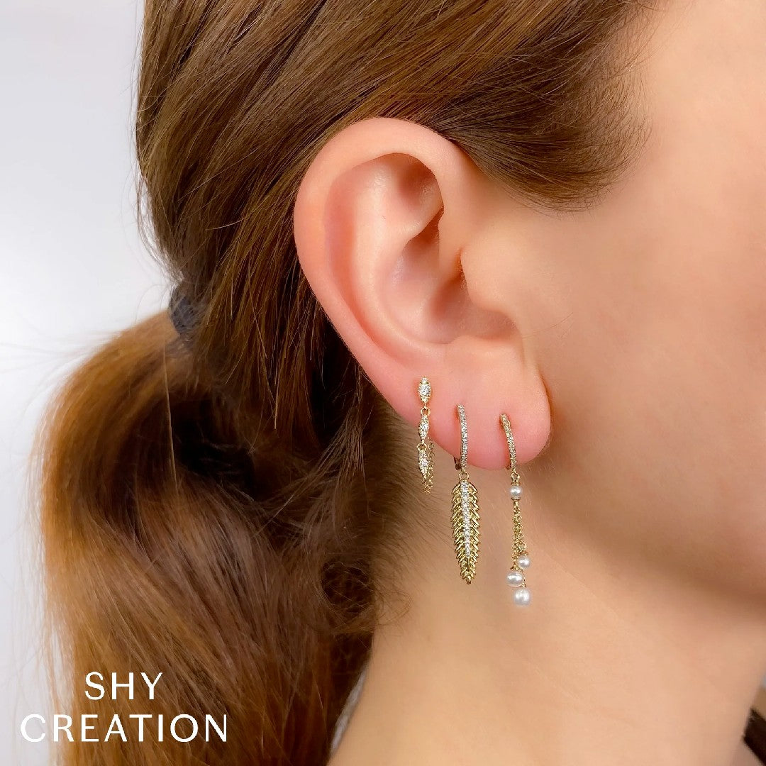 Shy Creation Marquise Diamond Front to Back Chain Earrings