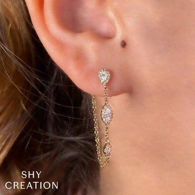 Shy Creation Diamond Front to Back Earrings